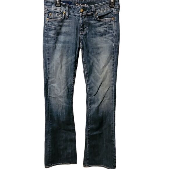 Fidelity Lotus Low Waist Boot Flare Denim Jeans Size 27 - Picture 2 of 6